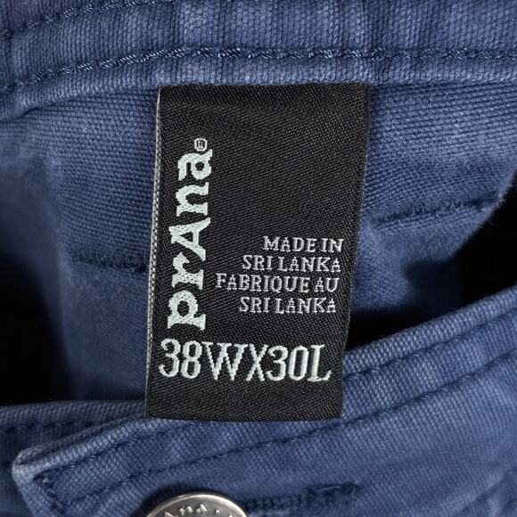 PRANA Bronson Mens 38x30 Blue Canvas Work Hiking Outdoor Climbing Stretch Pants - Picture 6 of 11